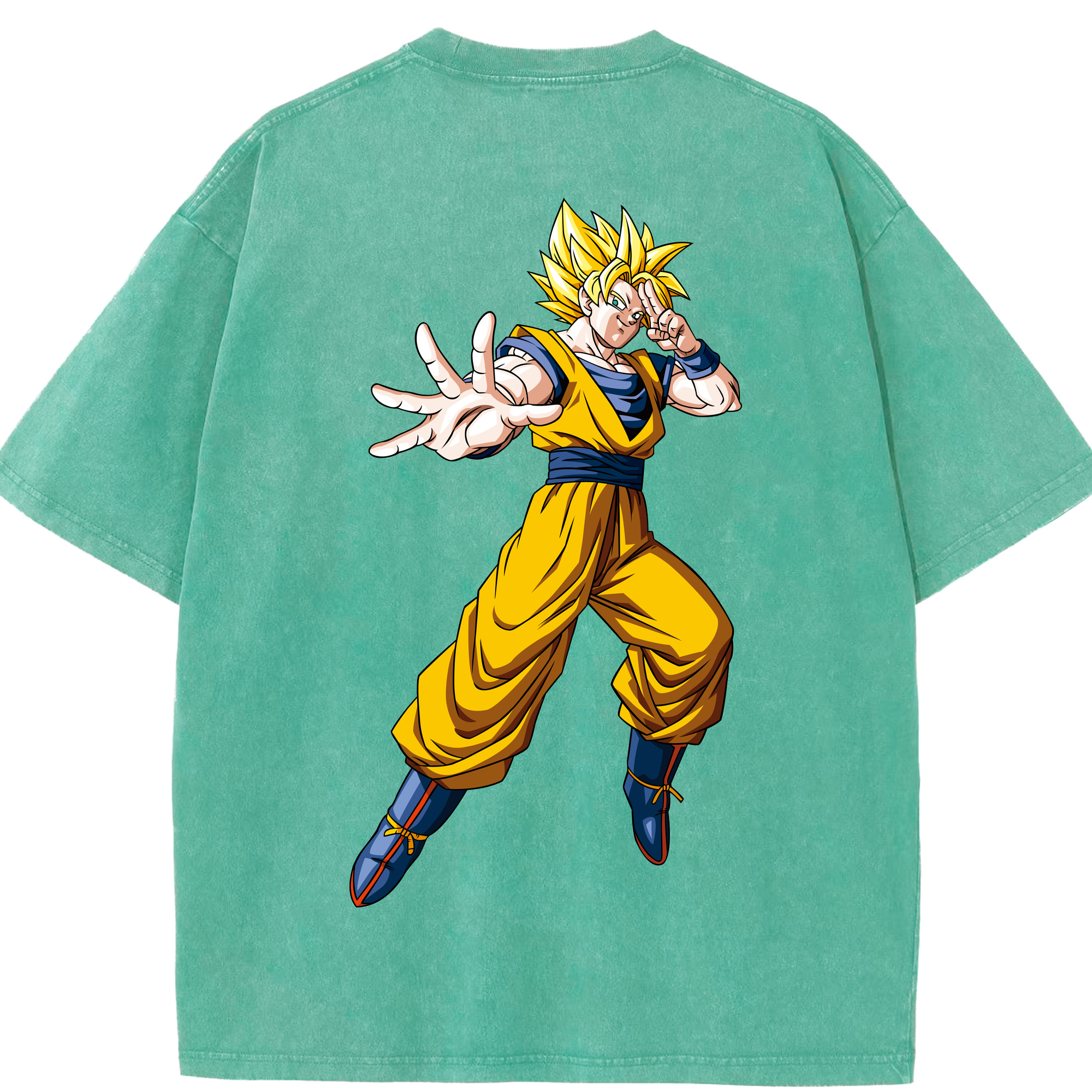 （画像用） ドラゴンボール 孫悟空（そん ごくう）Son Goku カカロット DRAGON BALL Kakarotto 綿100% ヴィンテージ風 半袖Tシャツ（背面プリント）